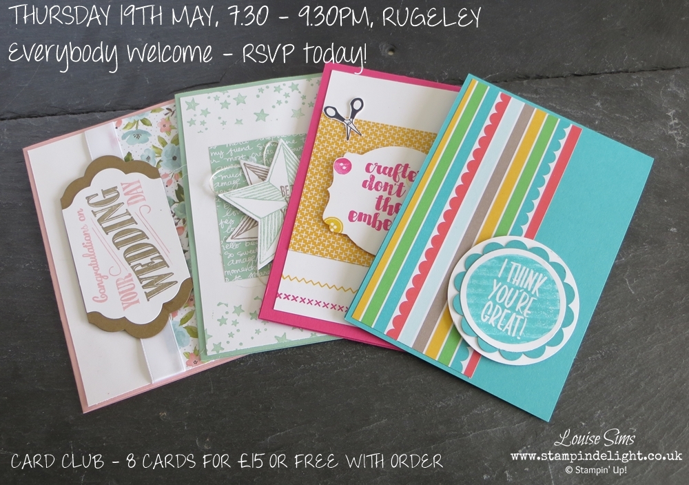 Card Club, Rugeley Staffordshire - papercrafting classes suitable for everyone