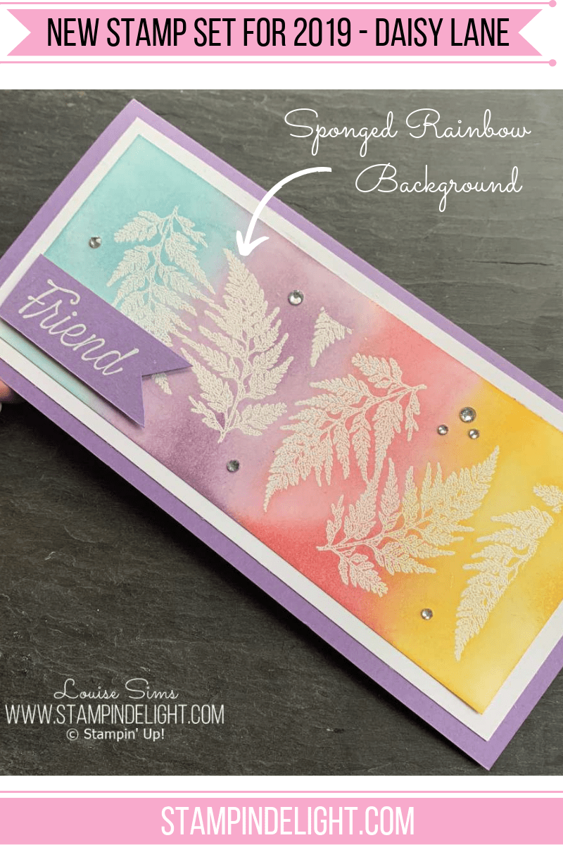 New Daisy lane Stamp set. This card features one of the alternative images with a rainbow embossed design