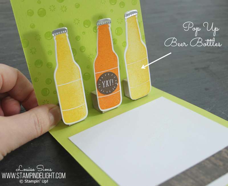 Pop Up birthday beer card from Louise Sims, Papercraft Tutor & Stampin' Up! Demonstrator in the UK www.stampindelight.com
