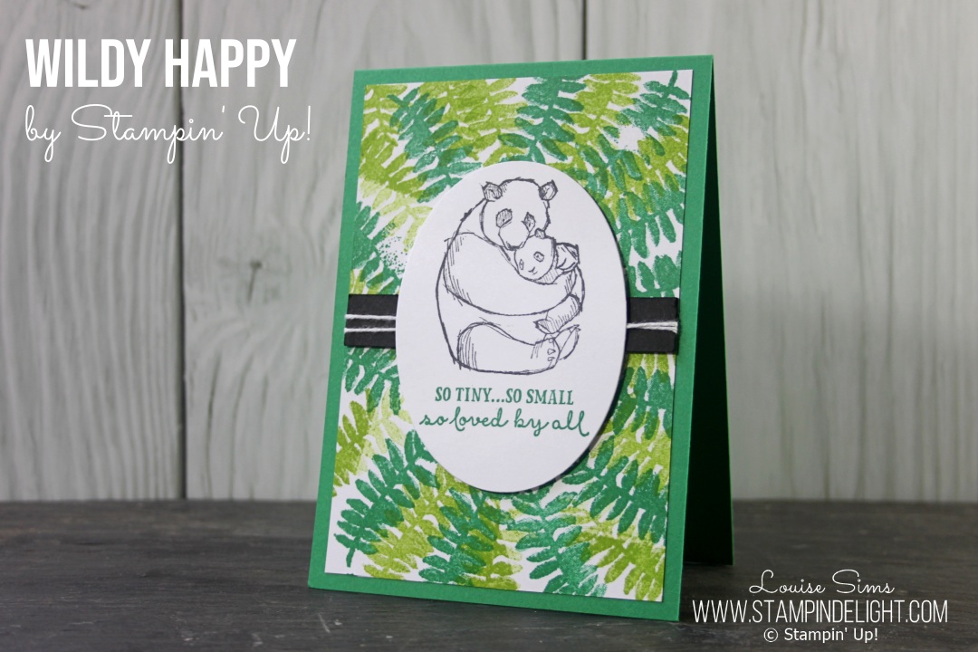 The Wildly Happy Stamp set makes a fresh and fun baby card with this Panda image. 