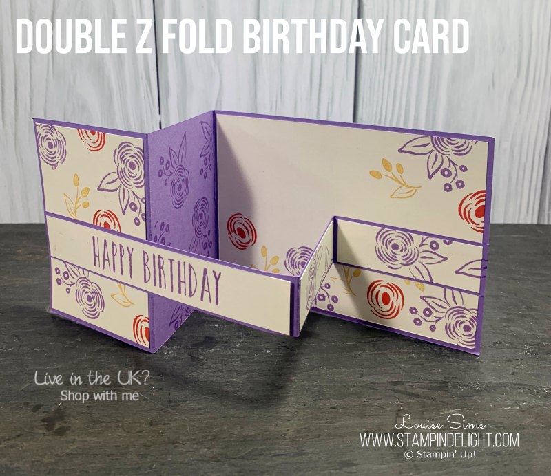 Z Fold card for a fun Birthday card with the Perennial Birthday stamp set.