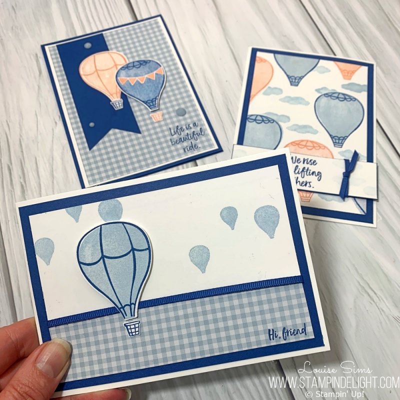 A trio of cards for men using the Above the Clouds stamp set in Blueberry Bushel, Grapefruit Grove.