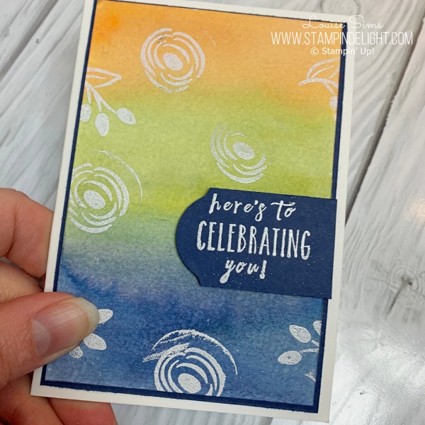 Watercolour Wash handmade card with Perennial Birthday stamp set