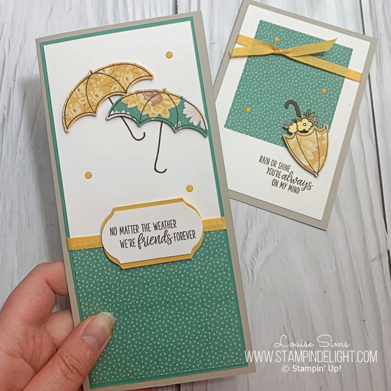 Duo of cards created with Under the Umbrella in new 2020-2022 In Colours and pretty floral papers.