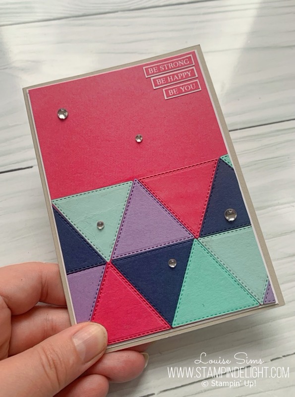 Cards for strong women created with the stitched triangle dies.