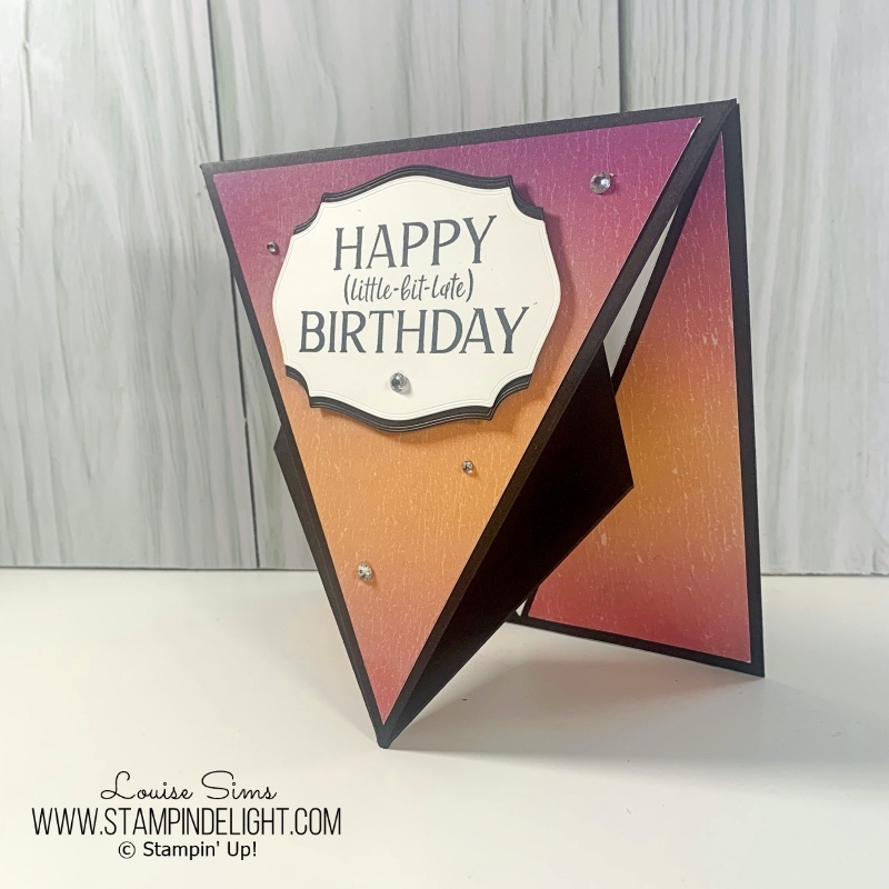 Fancy fold Arrow card for a bright birthday card. 