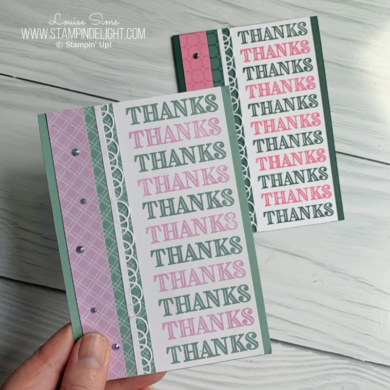 How to use the hinge technique to create a stack of stamped greetings.  
